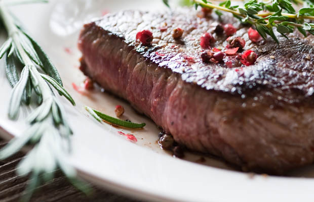 Steak with a healthy peppercorn marinade