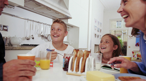 Family having breakfast