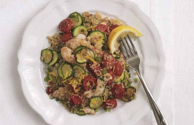 Quinoa, chicken and courgette salad