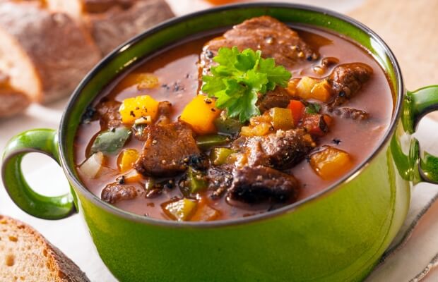 A pot of beef stew