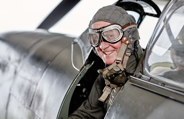Andrew McDonald in spitfire cockpit