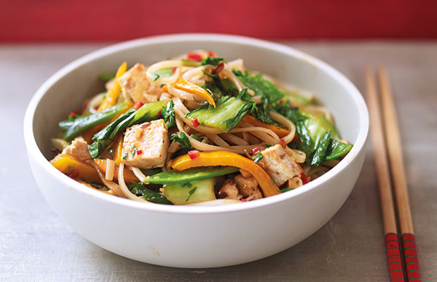 Stir-fried tofu with pak choi