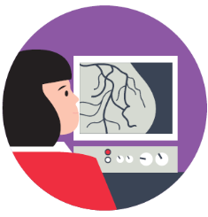 Illustration of a person looking at an angiogram