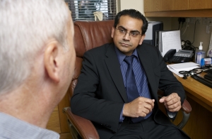 Patient talking to his doctor
