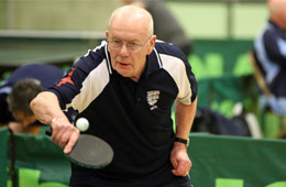 Paul Hooley, 74, playing table tennis