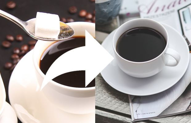 Swapping coffee with sugar for coffee without sugar