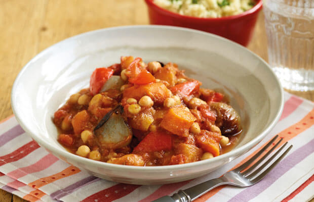 Roast vegetable and chickpea tagine