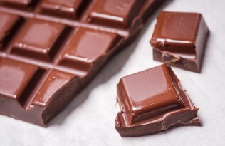 Squares of milk chocolate