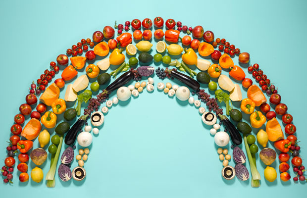 Rainbow of fruits and vegetables