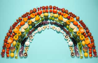 Rainbow of fruits and vegetables