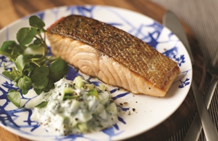 Salmon with watercress sauce 