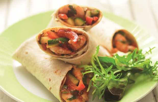 Sizzling prawn fajitas