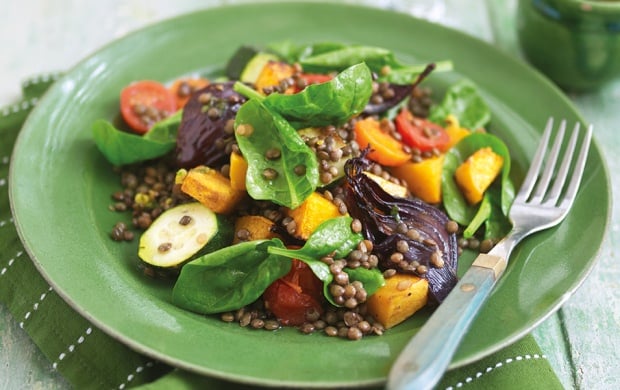 Puy lentil salad with roasted vegetables