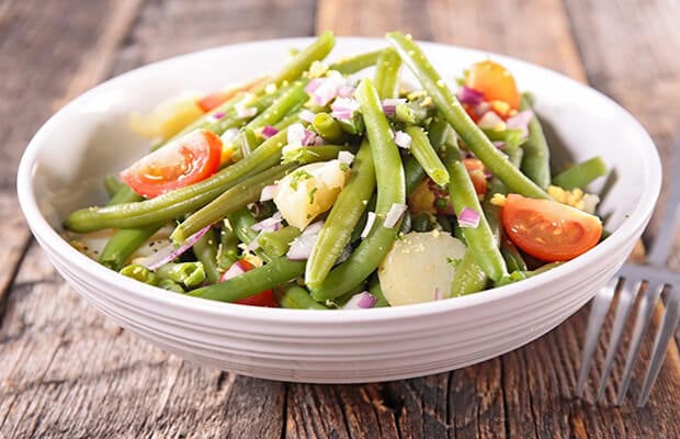 A bowl of low fat potato salad