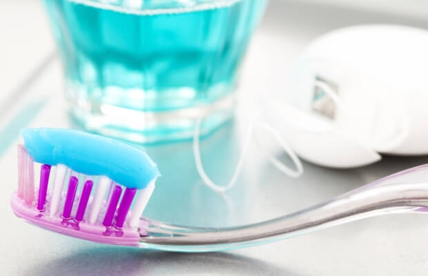 Toothbrush toothpaste mouthwash and dental floss