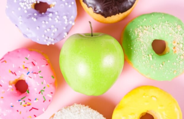 Donuts and an apple
