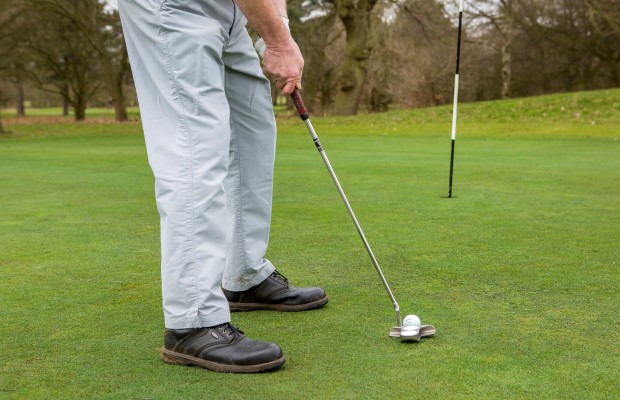 Playing golf