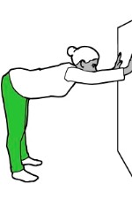 Yoga-style exercises - 'Dog at wall' pose