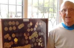 Ivor Pope and his swimming medals