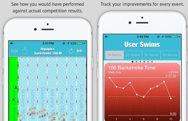 The Swim4Gold app on iPhone