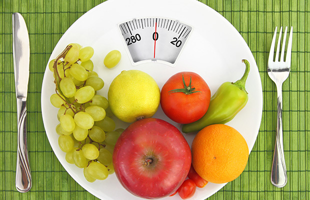 A plate with vegetables and scale window*
