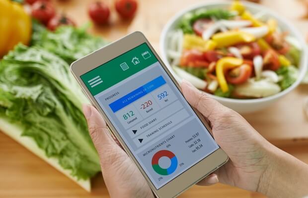 Phone showing a calorie counting app