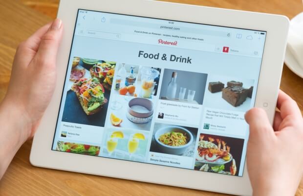 Food and drink Pinterest board on iPad
