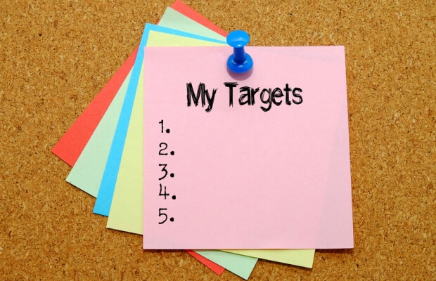 Post-it notes for writing targets