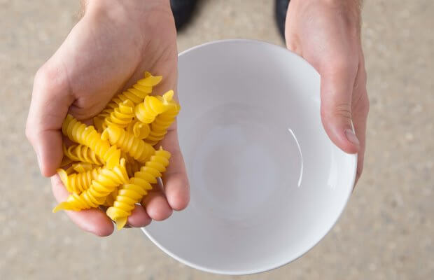 One portion of uncooked pasta