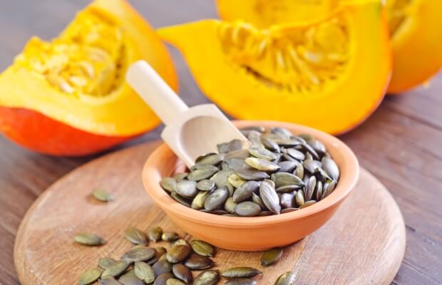 Pumpkin with pumpkin seeds