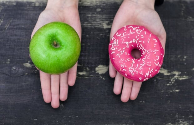 Choice of an apple or a donut