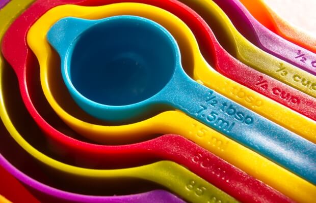 Close-up of a set of measuring spoons