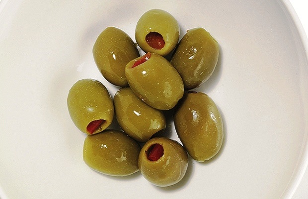 A bowl of green olives