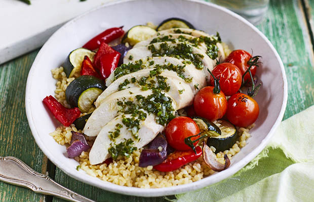 Herby chicken with bulgur wheat