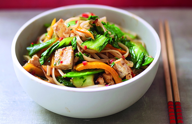 Stir-fried tofu with pak choi