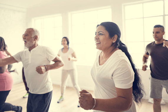 Group of people in an exercise class