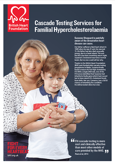 Front cover of the BHF publication, Cascade Testing Services for Familial Hypercholesterolaemia