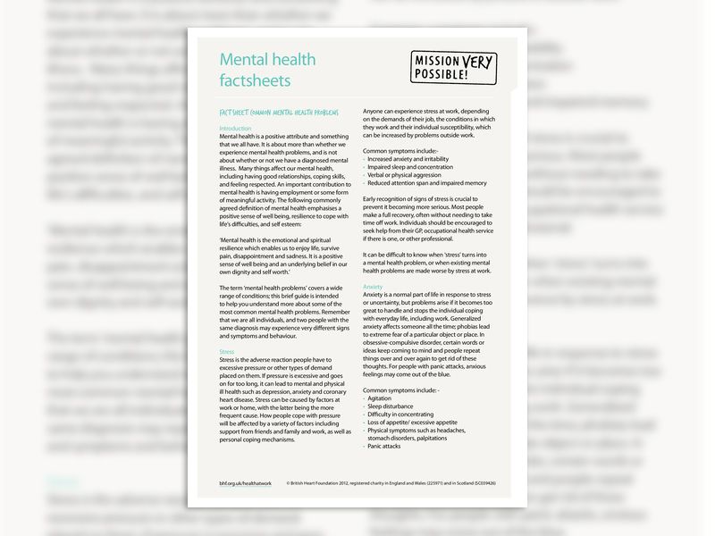 health-at-work-mental-health-factsheets
