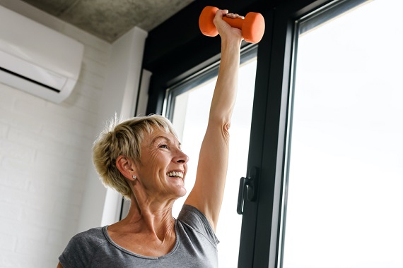 Woman exercising at home