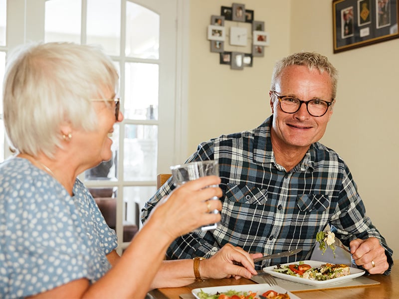 Nigel Street and his wife Christine eating a healthy meal.