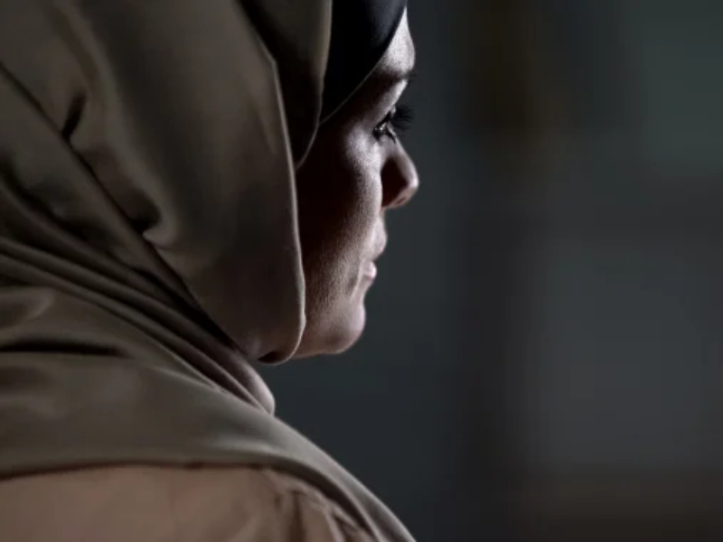 A woman looking into the distance