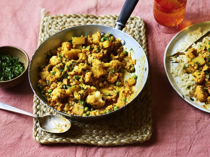 Cauliflower pea and potato curry