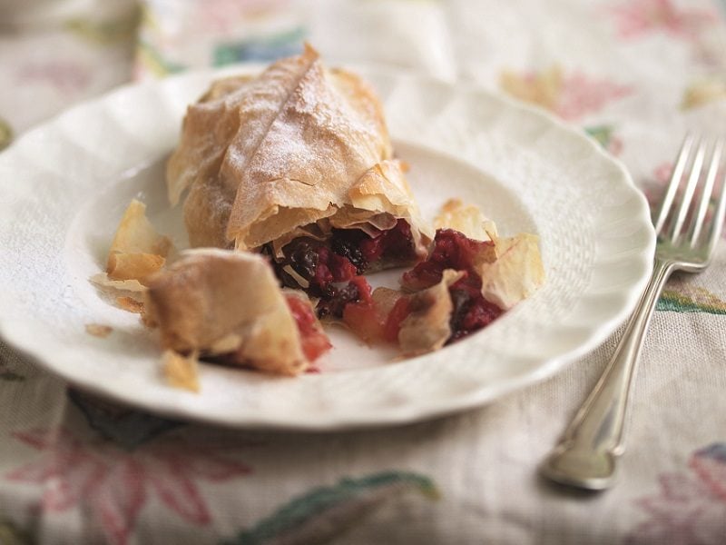 Apple and raspberry strudels