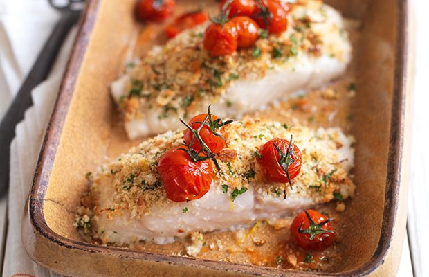 Baked cod with a herby lemon crust