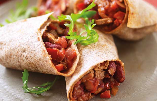 Beef and bean burritos