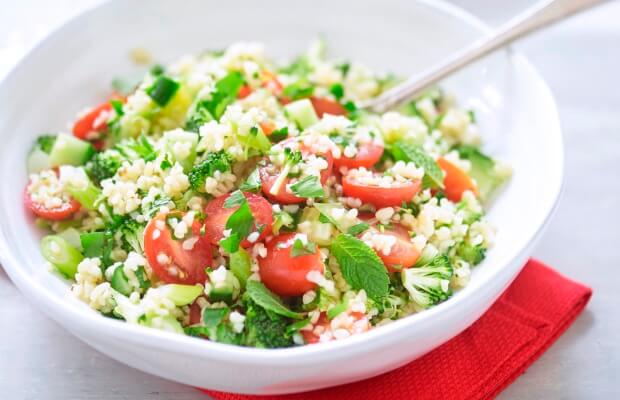 Bulghur wheat salad with broccoli