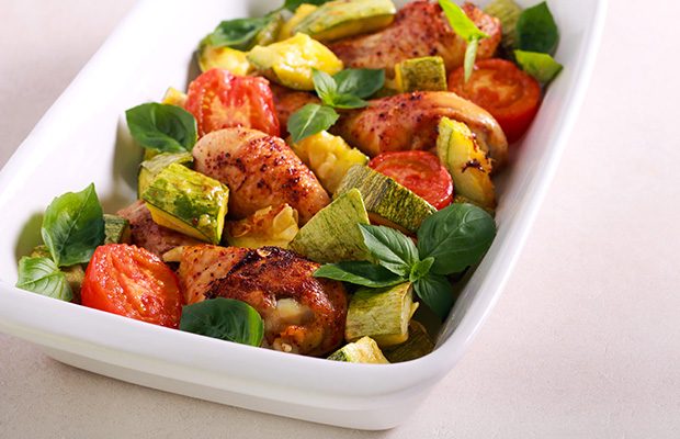 Chicken and vegetable traybake