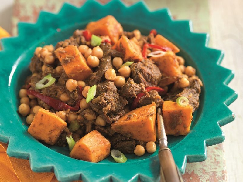 Curry goat with ginger and sweet potato