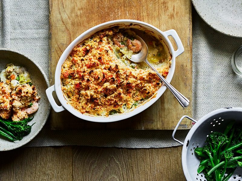 Fish pie with carrot and cauliflower mash