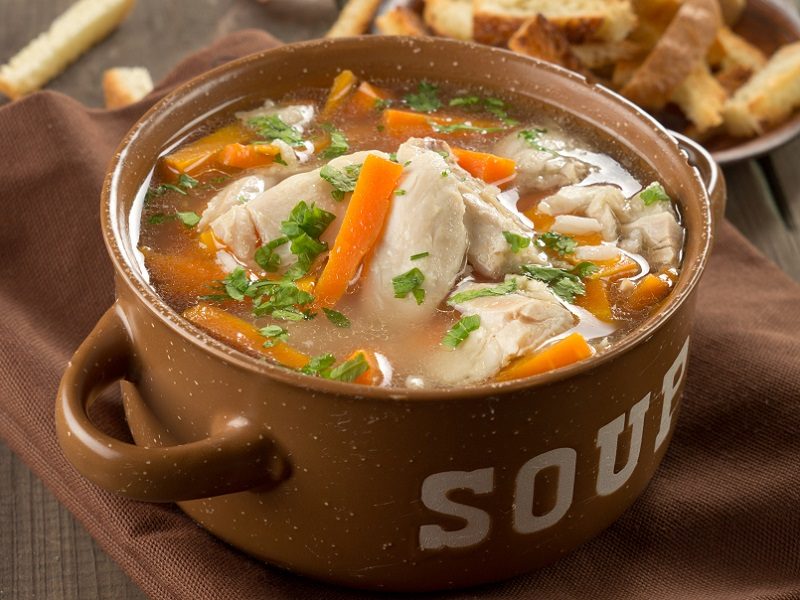 Hearty vegetable and chicken soup